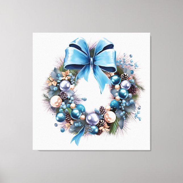 Lienzo Navidades azules de corona (Anverso)