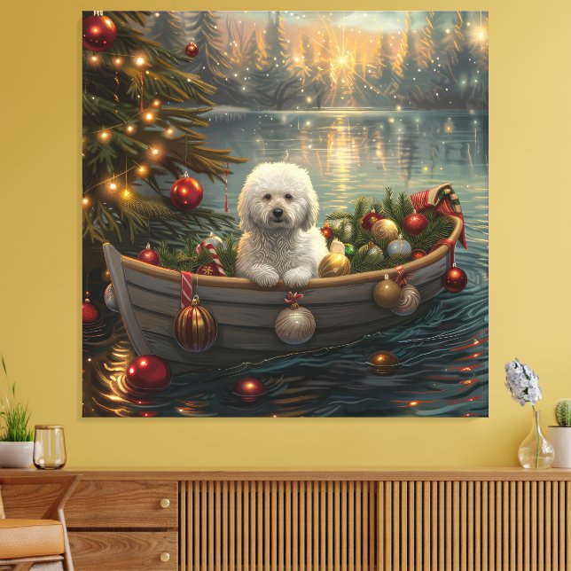 Lienzo Navidades Bichon Frise Voyage festivo (Insitu (Sala de estar))