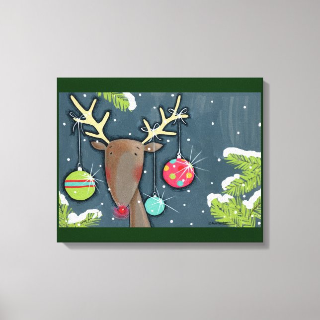 Lienzo Navidades brillantes renos (Anverso)