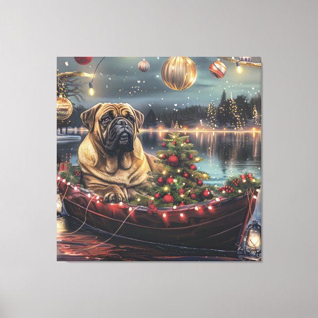 Lienzo Navidades Bullmastiff Voyage festivo (Anverso)