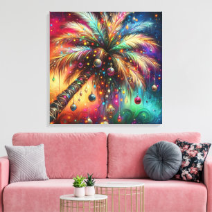 Lienzo Navidades caprichosos Palm Tree Tropical Beach Viv