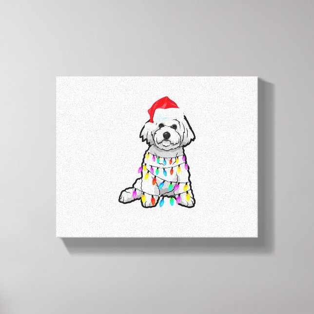 Lienzo Navidades coincidentes Pajama T Shirt Bichon Frise (Anverso)