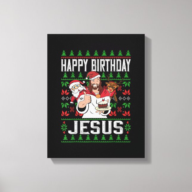 Lienzo Navidades cristianos FELIZ CUMPLEAÑOS Mamáes famil (Anverso)