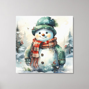 Lienzo Navidades Cute Watercolor Snowman