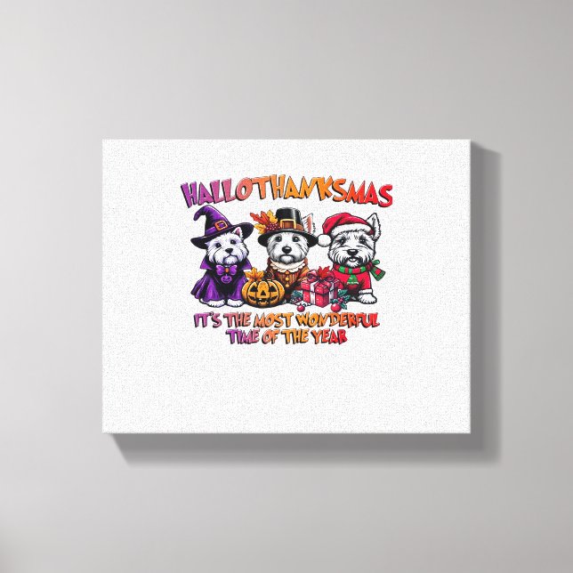 Lienzo Navidades de Acción de Gracias de Escocia Terrier  (Anverso)
