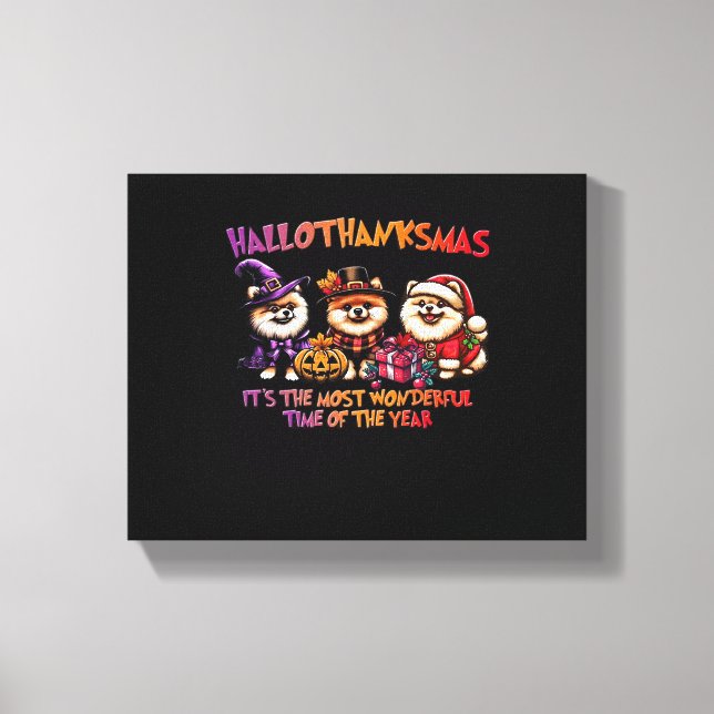 Lienzo Navidades de Acción de Gracias de Halloween de Pom (Anverso)