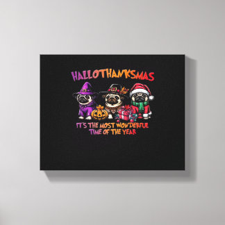 Lienzo Navidades de Acción de Gracias de Pug Halloween Cl