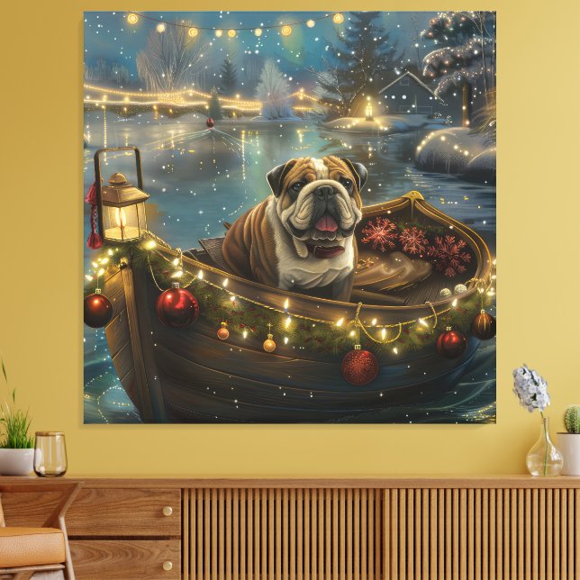 Lienzo Navidades de bulldog de vacaciones (Insitu (Sala de estar))