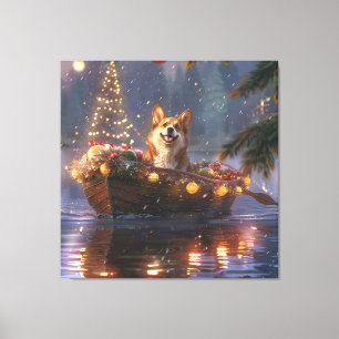 Lienzo Navidades de Corgi Voyage festivo