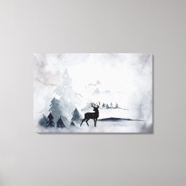 Lienzo Navidades de la acuarela gris y salvaje