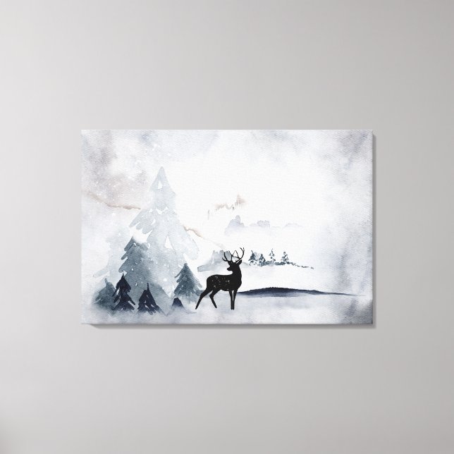 Lienzo Navidades de la acuarela gris y salvaje (Anverso)