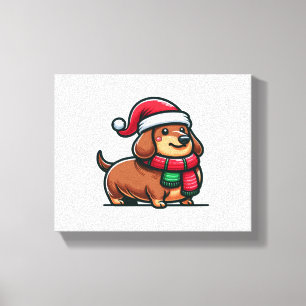 Lienzo Navidades de la elegancia de Dachshund Anticipatio