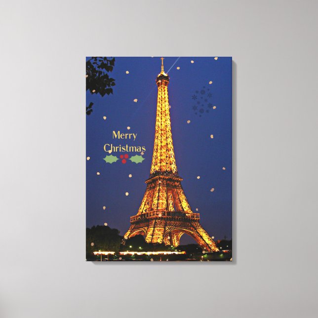 Lienzo Navidades de la Torre Eiffel, fotografía festiva (Anverso)