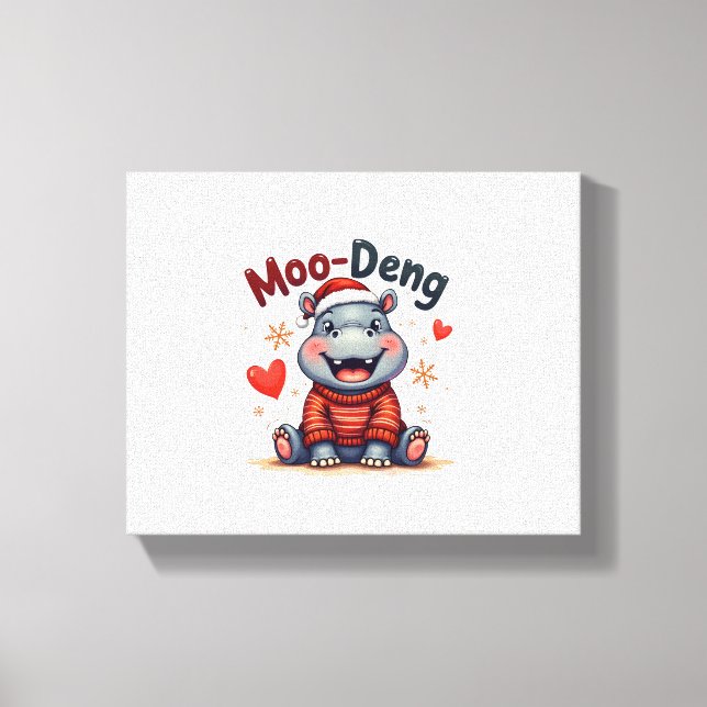 Lienzo Navidades de Moo-Deng Nieve Personalizado feriado  (Anverso)