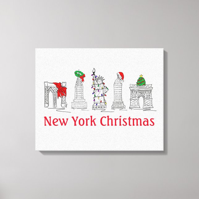 Lienzo Navidades de Nueva York Pen NYC y Ilustracion de t (Anverso)