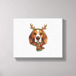 Lienzo Navidades de Perro Beagle renos Santa Hat Gracioso