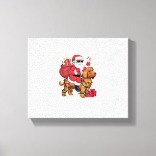 Lienzo Navidades de perro de Cockapoo iluminando Santa Ri