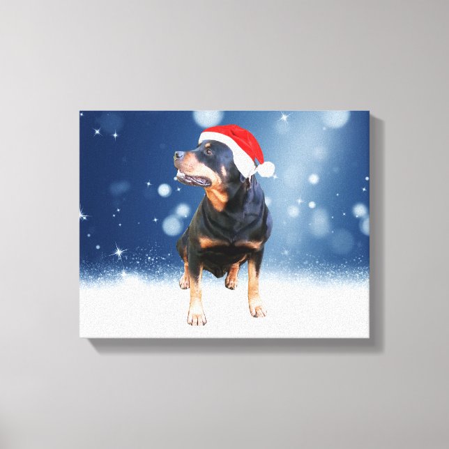 Lienzo Navidades de perro de Cute Rottweiler (Anverso)