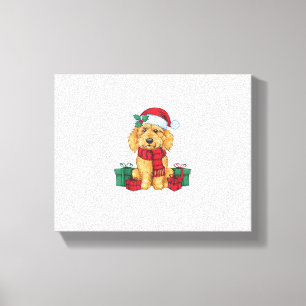 Lienzo Navidades de perro de goldendoodle celebran Santa