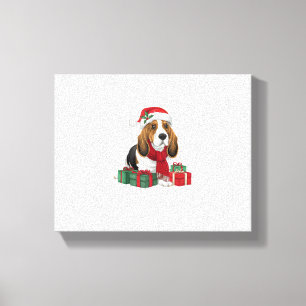Lienzo Navidades de perro de Hound Basset Traje a Santa H