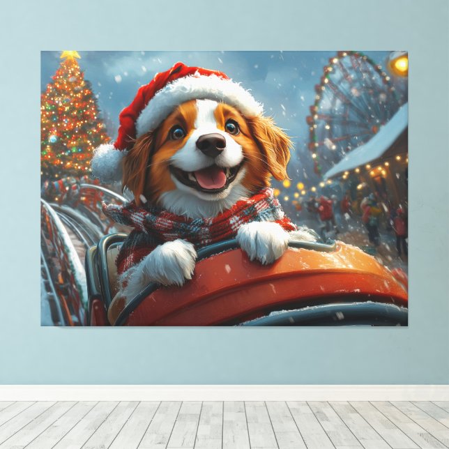 Lienzo Navidades de perros de Bretaña Spaniel (Insitu (piso de madera))