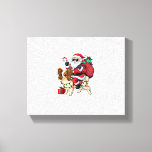 Lienzo Navidades de perros de Papillon iluminando Santa R