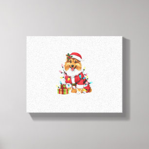 Lienzo Navidades de perros de Santa Sheltie iluminando Na