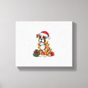 Lienzo Navidades de perros del Boxer de Santa Hat Lughing