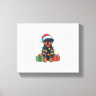 Lienzo Navidades de perros rottweiler de Santa Hat Ilumin