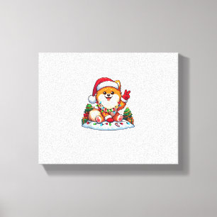 Lienzo Navidades de Pomerania, mano de paz divertida, ilu