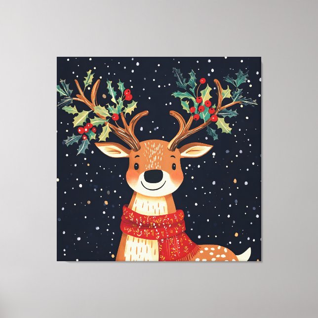 Lienzo Navidades de renos Starry Noche de Twinkle (Anverso)