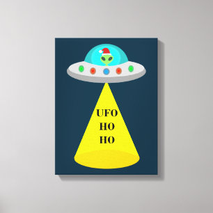 Lienzo Navidades de UFO Ho Ho Alien volador