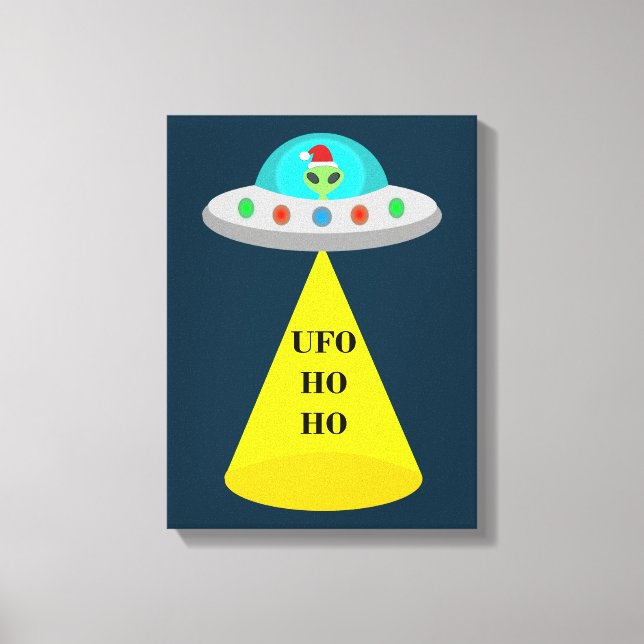 Lienzo Navidades de UFO Ho Ho Alien volador (Anverso)