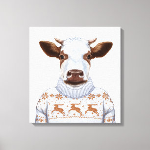 Lienzo Navidades de vaca dulce