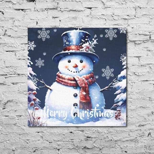 Lienzo Navidades de Winter Forest Snowman (Winter Forest Snowman Christmas Canvas Print)