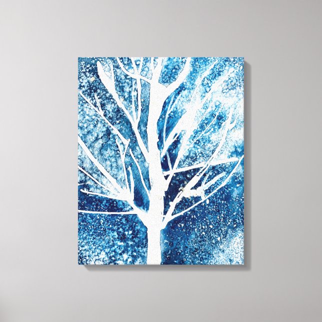 Lienzo Navidades del árbol de abedul blanco de invierno (Anverso)