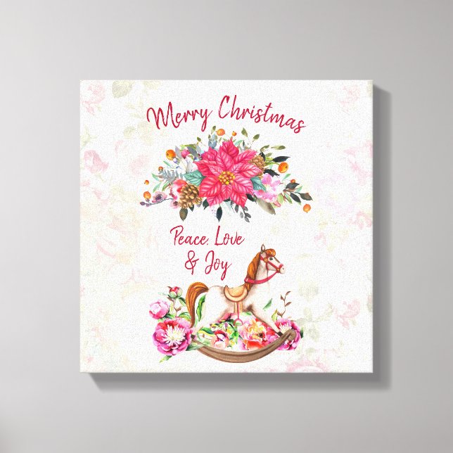 Lienzo Navidades del caballo rocoso victoriano y de la Po (Anverso)