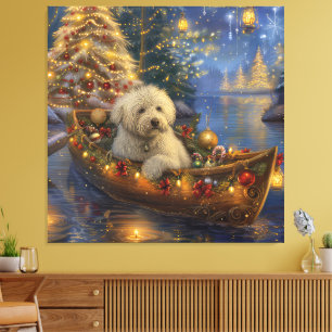 Lienzo Navidades del Coton De Tulear: Viaje festivo