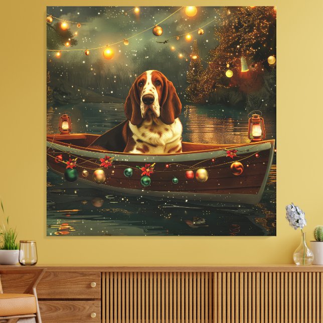 Lienzo Navidades del Hound de Basset (Insitu (Sala de estar))