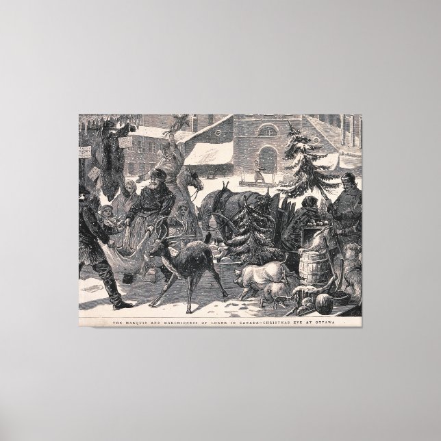 Lienzo Navidades del mercado de la calle Eva Ottawa Canad (Anverso)