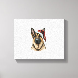 Lienzo Navidades del Pastor Alemán Santa Claus Dog