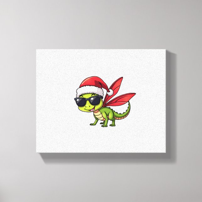Lienzo Navidades Dragonfly Santa Hat Divertidos niños de  (Anverso)