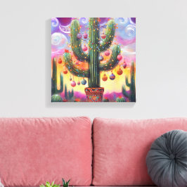 Lienzo Navidades en el desierto Saguaro Cactus al suroest