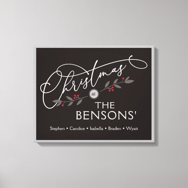 Lienzo "Navidades en el" nombre de familia Holiday SVG (Anverso)