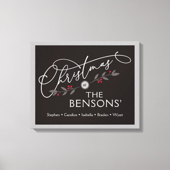 Lienzo "Navidades en el" nombre de familia Holiday SVG (Anverso)