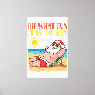 Lienzo Navidades En Julio Funny Santa Claus en Hawaii Vac