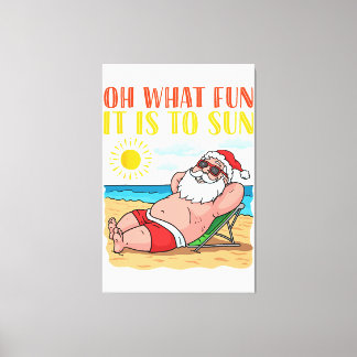 Lienzo Navidades En Julio Funny Santa Claus en Hawaii Vac