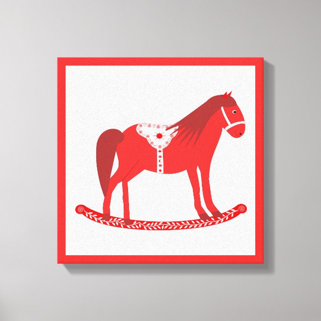 Lienzo Navidades escandinavos rodando caballo (Anverso)
