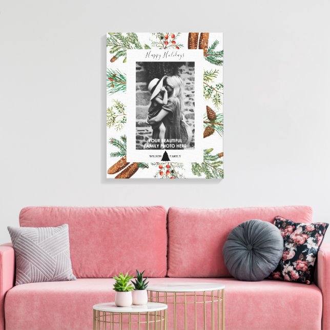 Lienzo Navidades Felices Fiestas Fotografía Familiar Pine (Insitu (Sala de estar))