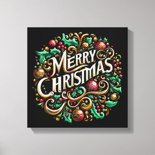 Lienzo Navidades Feliz fiesta navideña